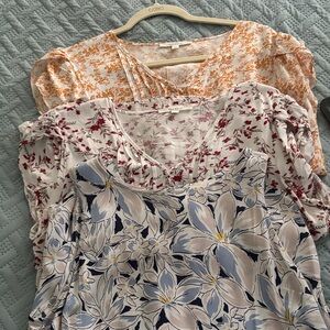 Fun 2 Fun Floral Blouses - Blue, Red, Orange